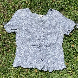 H&M baby blue ruffled blouse